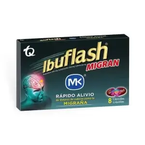 Ibuflash Migran Ibuprofeno + Acetaminofén + Cafeína Mk Caja 8 Cápsulas